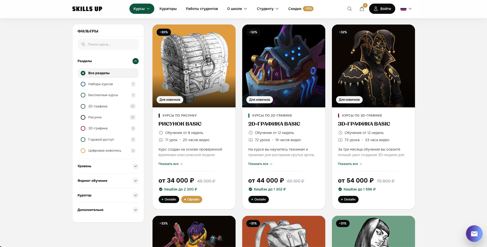 Страница курсов